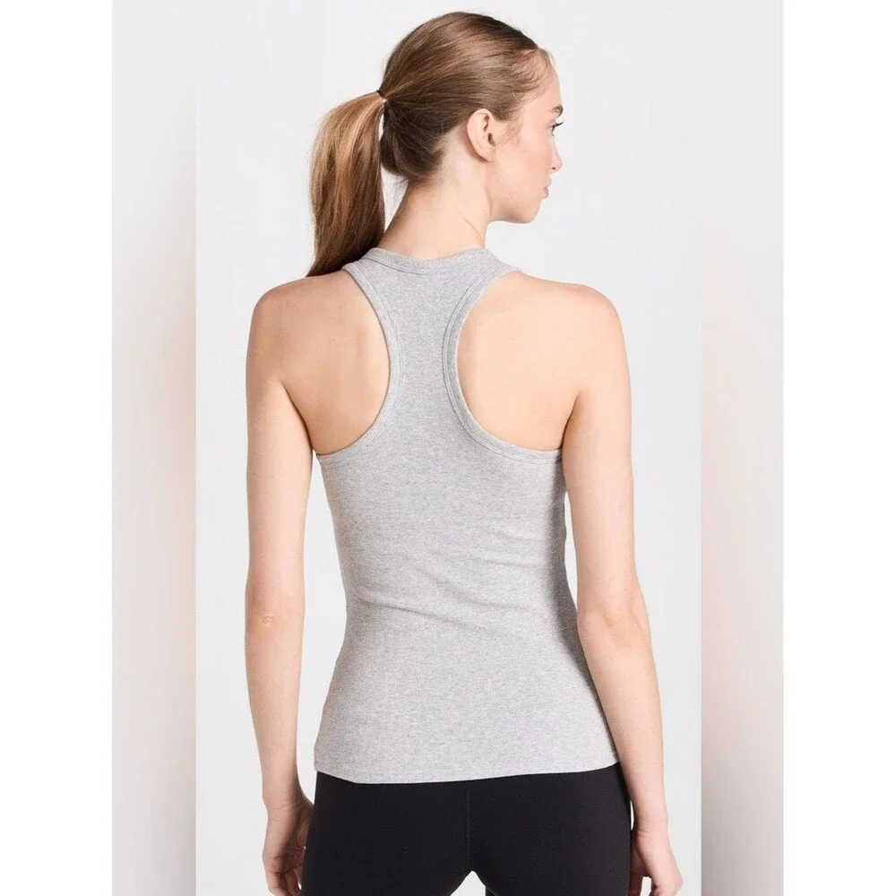ALO Yoga Light Grey Ribbed Aspire Full Length Tank Top Racerback Tank size XS